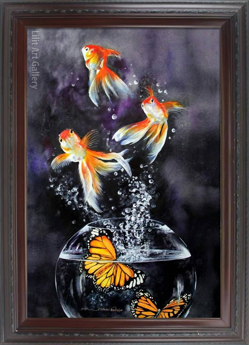 تابلو نقاشی ماهی‌ها جای پروانه‌ها