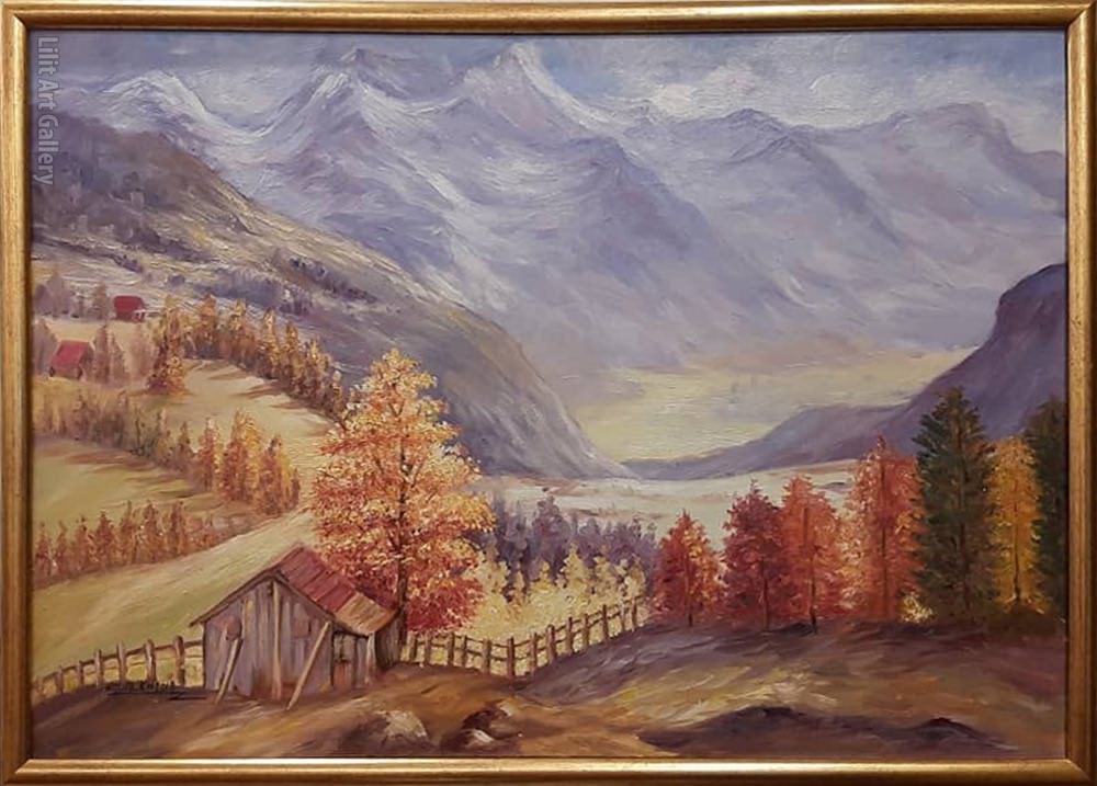 تابلو نقاشی پاییز در کوهستان