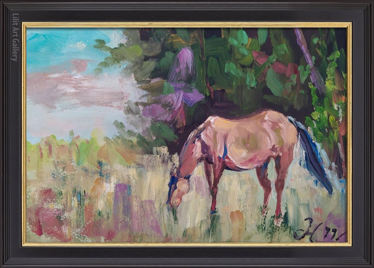 تابلو نقاشی اسب در منظره