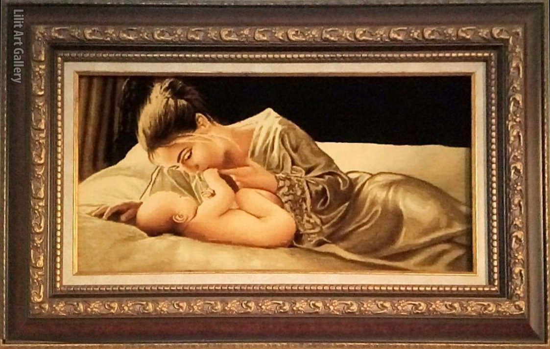 تابلو فرش مادر و نوزاد