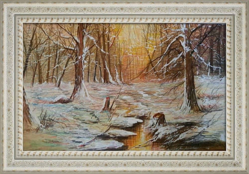 تابلو نقاشی طبیعت زمستانی