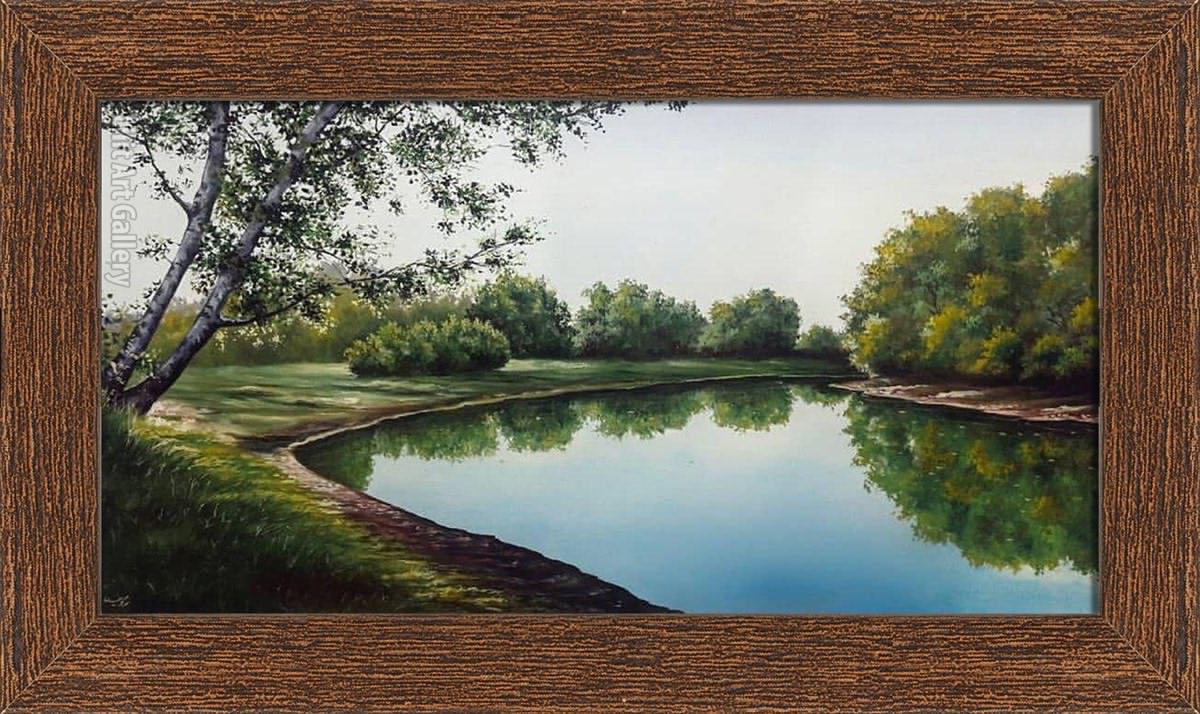 تابلو نقاشی منظره دریاچه