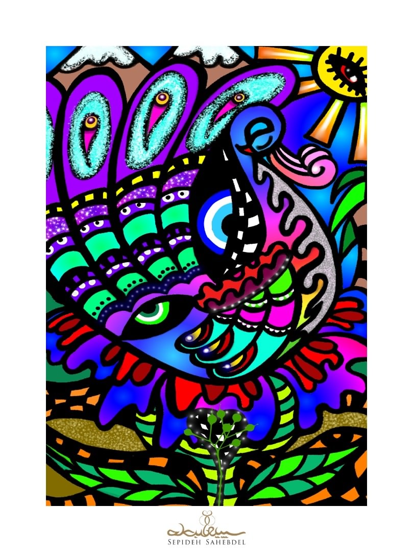 تابلو نقاشی طاووس دیبا