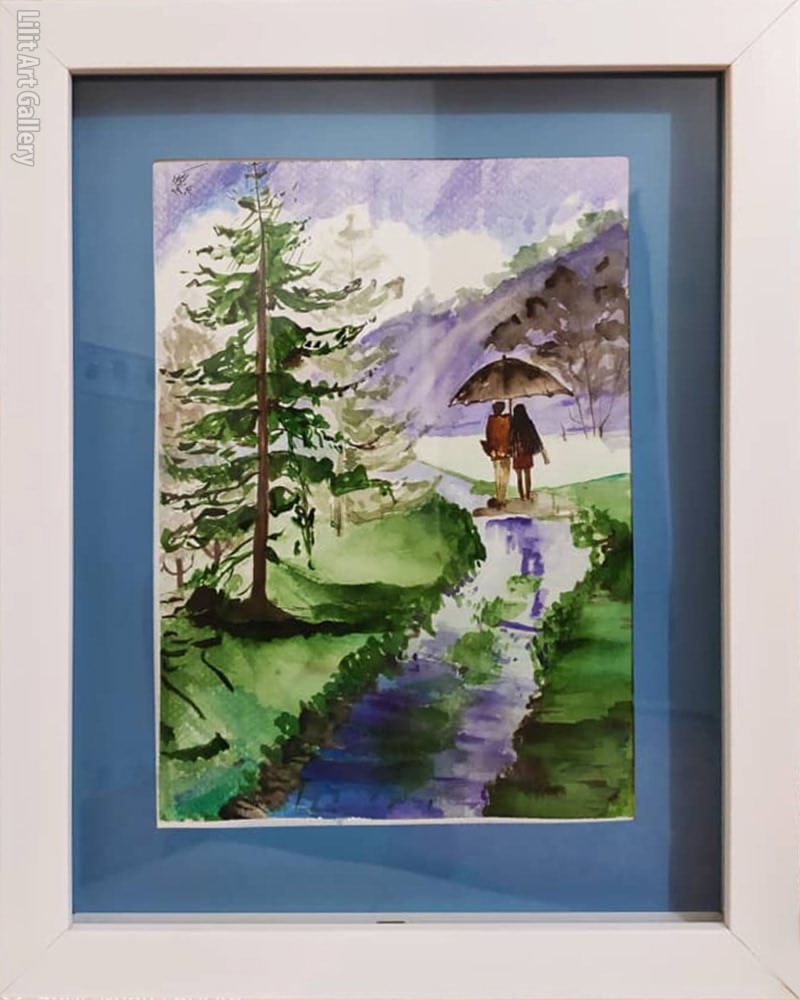 تابلو نقاشی منظره بارانی